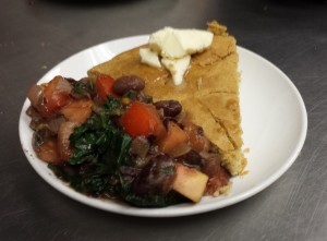 Chili Beans with Kale and Skillet Cornbread
