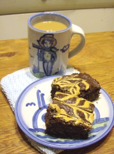 Coffee with Gluten Free Peanut Butter Brownies
