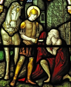 St. Martin of Tours sharing his cloak with a freezing beggar