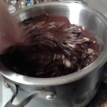 Stirring chocolate bark